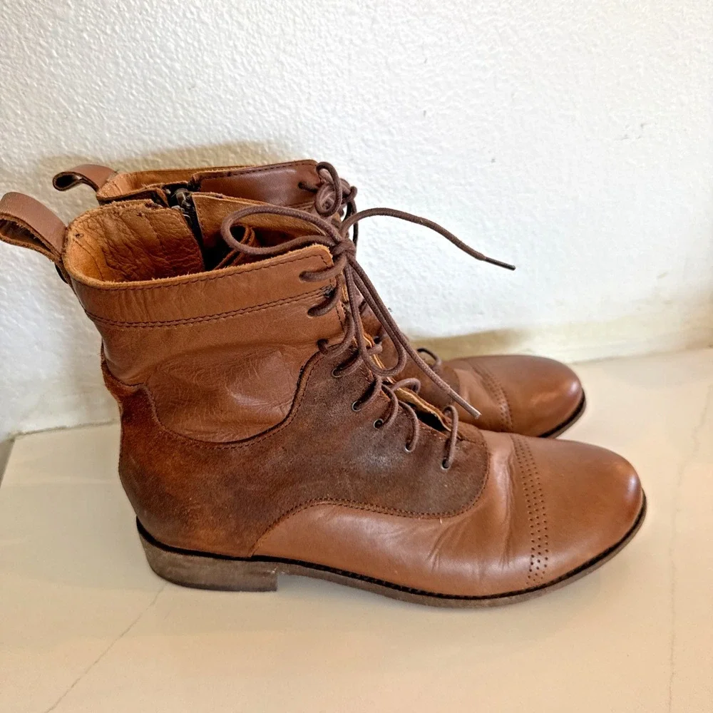 Womens Olukai Nani Kamea Lace up Boots Size 6.5 Brown‎ Ankle Combat